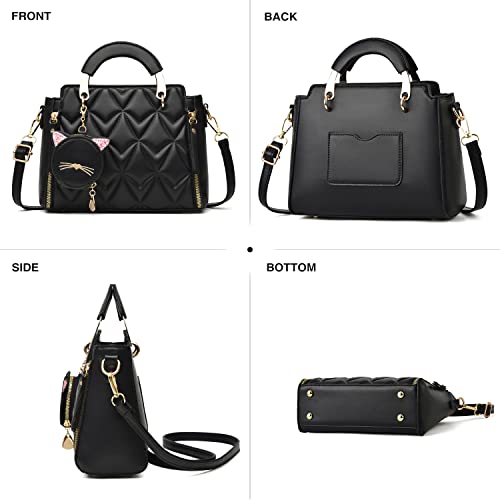 Xiaoyu Fashion Purses and Handbags for Women Ladies Crossbody Bags Top Handle Satchel Shoulder Bags Small Totes (Black Bubble) - Image 2