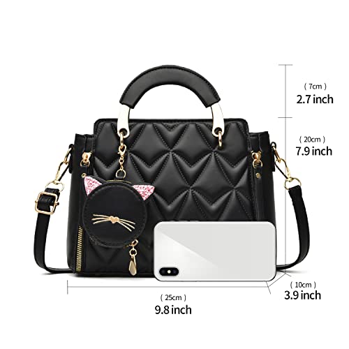 Xiaoyu Fashion Purses and Handbags for Women Ladies Crossbody Bags Top Handle Satchel Shoulder Bags Small Totes (Black Bubble) - Image 3