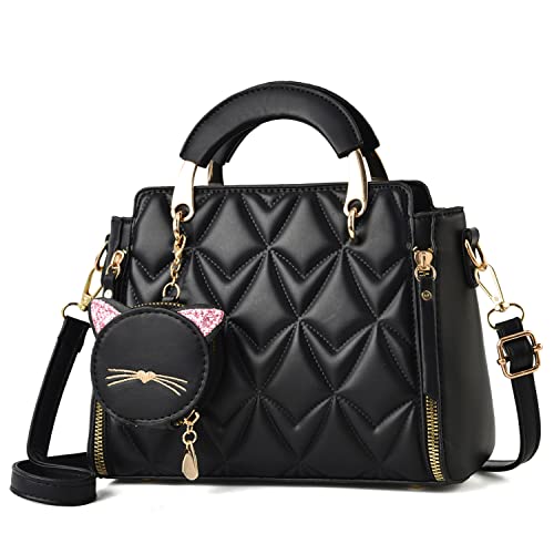 Xiaoyu Fashion Purses and Handbags for Women Ladies Crossbody Bags Top Handle Satchel Shoulder Bags Small Totes (Black Bubble) - Image 1