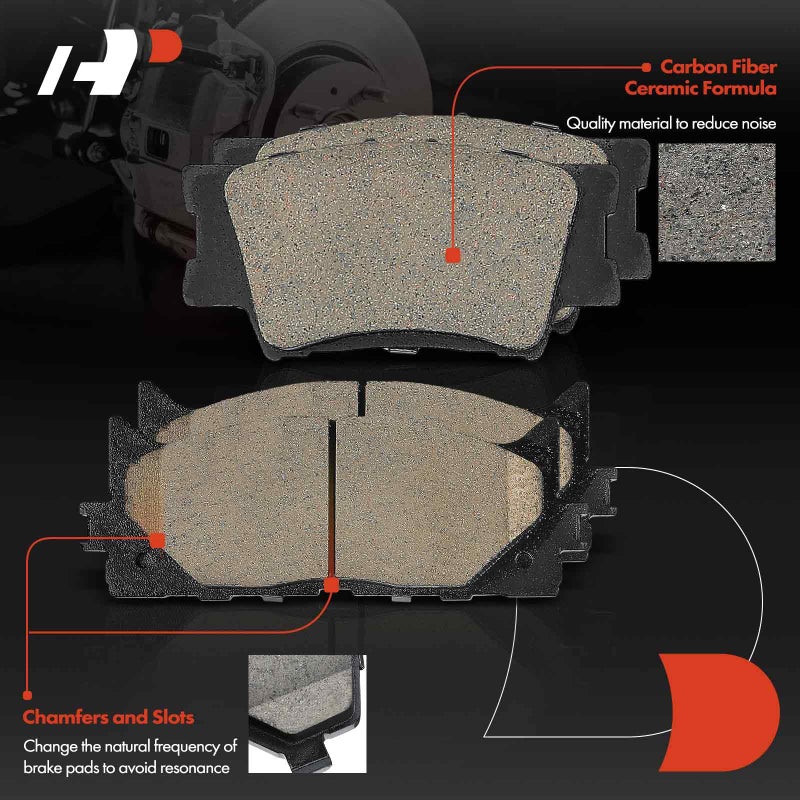 A-Premium Front and Rear Ceramic Disc Brake Pads Set Compatible with Select Lexus and Toyota Models - ES300h 2013-2018, ES350 2007-2018, Avalon 2008-2018, Camry 2007-2017, with Hardware, 8 Pcs - Image 3