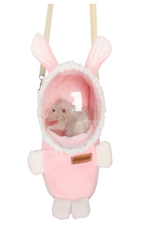 HardcorePet Sugar Glider Bonding Pouch Bonding Pouch Carry for Rat Syrian Hamster Hedgehog Small Pocket Pets, Gerbil Travel Bag Cute Bunny-Shaped Outing Bag with Large Transparent Window（Pink） - Image 1