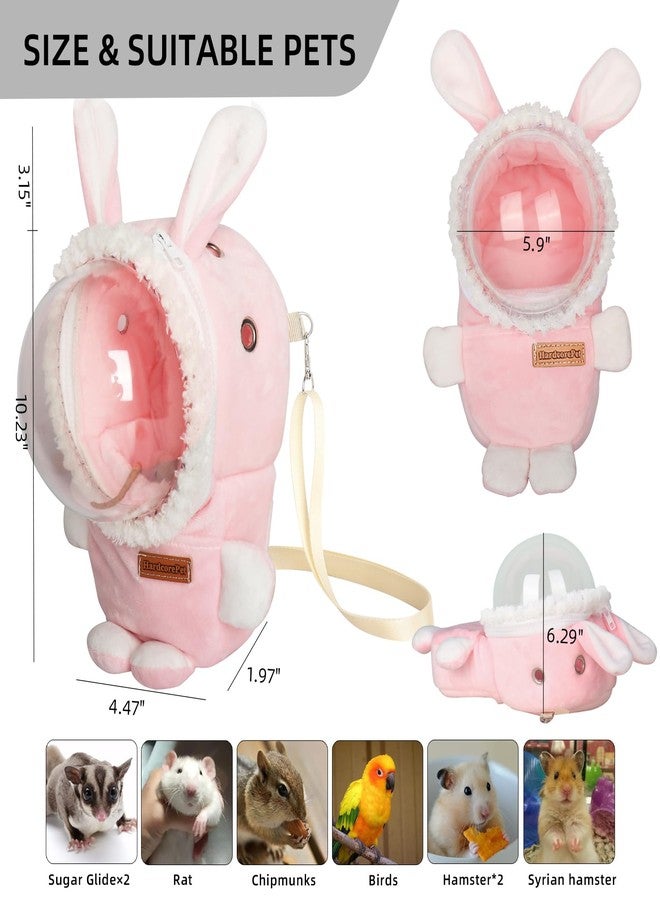HardcorePet Sugar Glider Bonding Pouch Bonding Pouch Carry for Rat Syrian Hamster Hedgehog Small Pocket Pets, Gerbil Travel Bag Cute Bunny-Shaped Outing Bag with Large Transparent Window（Pink） - Image 3