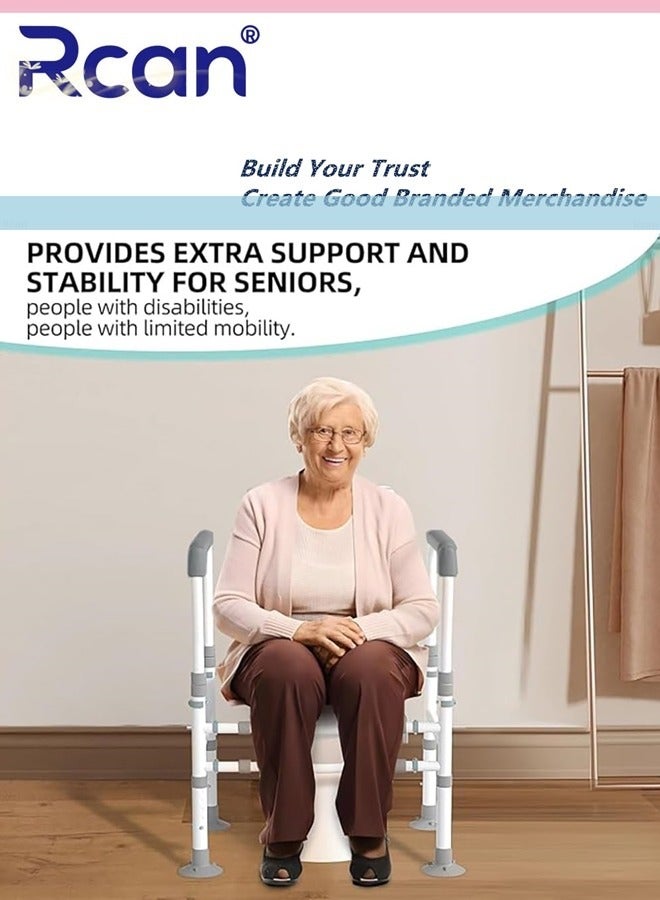 ركان كرسي حمام لكبار السن، إطار أمان للمرحاض، درابزين أمان لكبار السن، عرض وارتفاع قابلان للتعديل، دعم مُحسّن لكبار السن وذوي الاحتياجات الخاصة. - Image 4