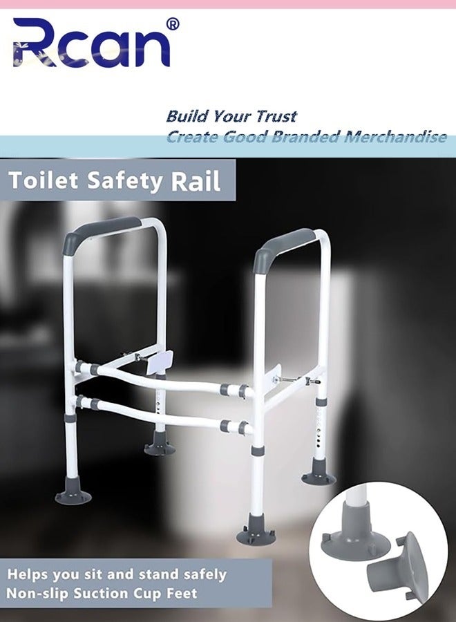 ركان كرسي حمام لكبار السن، إطار أمان للمرحاض، درابزين أمان لكبار السن، عرض وارتفاع قابلان للتعديل، دعم مُحسّن لكبار السن وذوي الاحتياجات الخاصة. - Image 3