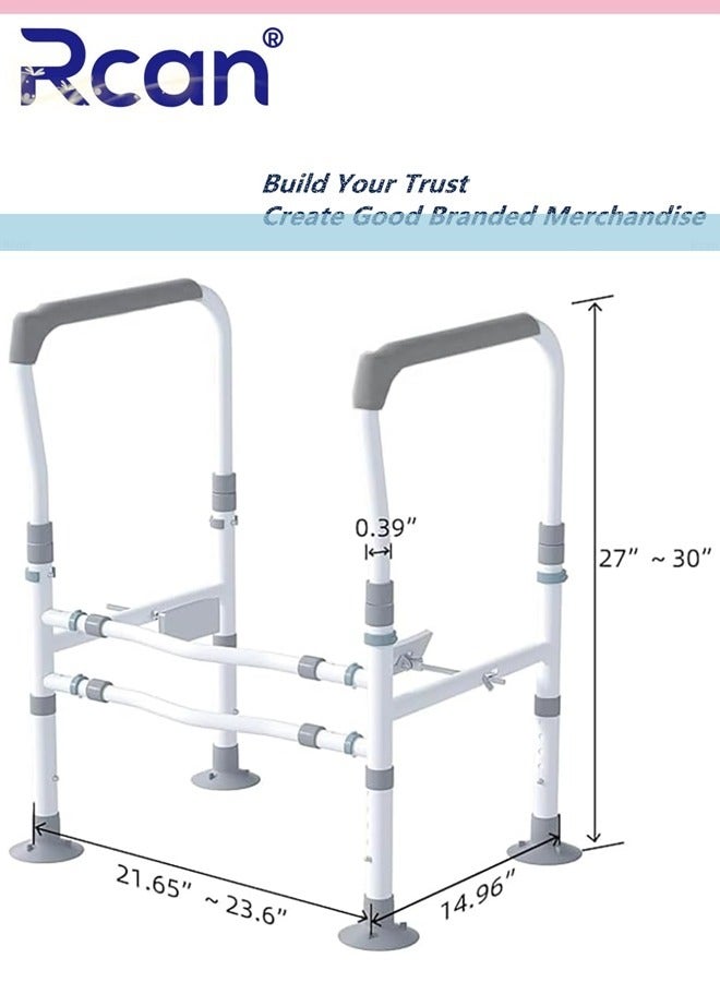 ركان كرسي حمام لكبار السن، إطار أمان للمرحاض، درابزين أمان لكبار السن، عرض وارتفاع قابلان للتعديل، دعم مُحسّن لكبار السن وذوي الاحتياجات الخاصة. - Image 2