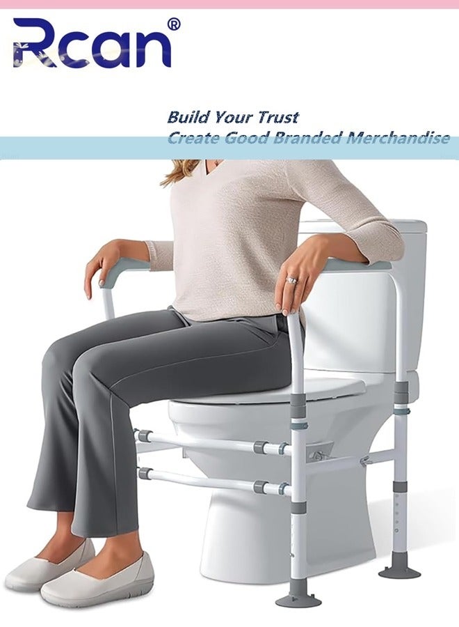 ركان كرسي حمام لكبار السن، إطار أمان للمرحاض، درابزين أمان لكبار السن، عرض وارتفاع قابلان للتعديل، دعم مُحسّن لكبار السن وذوي الاحتياجات الخاصة. - Image 1