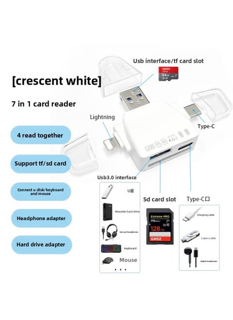 Camera Card Reader For Huawei Apple Mobile Phone Three-in-one Universal Converter SD Card TF High-speed Internal Memory Card-Color:Seven In One★High-speed 3.0 Version [supports Sd Card Tf Card U Disk Typec Full Function⭐Safe And Does Not Damage The Card]