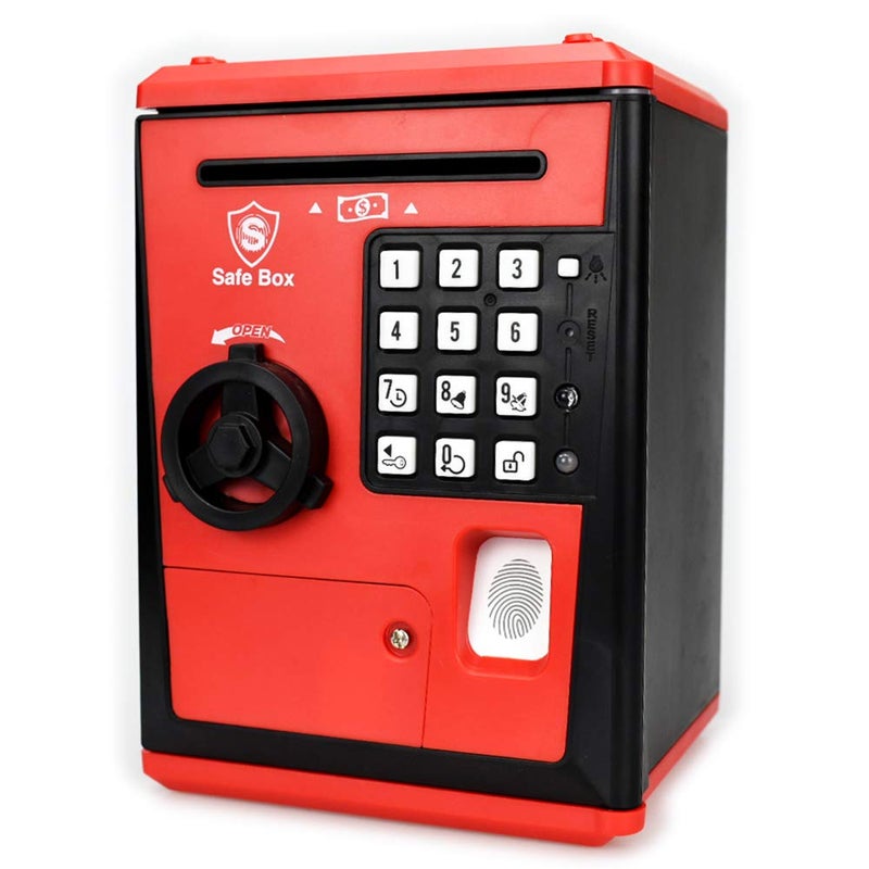 LIKE Toy Piggy Bank Safe Box Fingerprint ATM Bank ATM Machine Money Coin Savings Bank for Kids Red