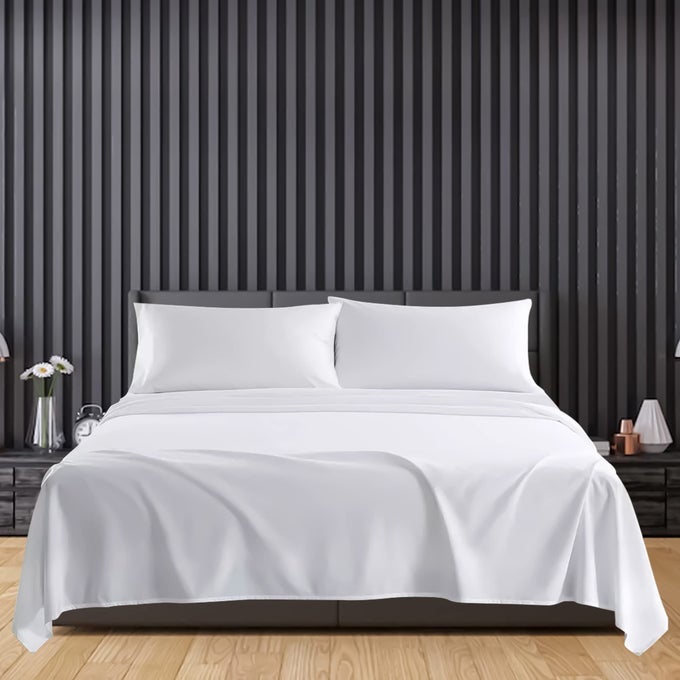 MICROFIBER FLAT SHEETS KING SIZE BREATHABLE ANTI WRINKLE SHRINK AND FADE RESISTANT BED SHEETS BEDDING LINEN 260 X 254CM WHITE BEDDING KING SIZE FLAT SHEETS WASHABLE