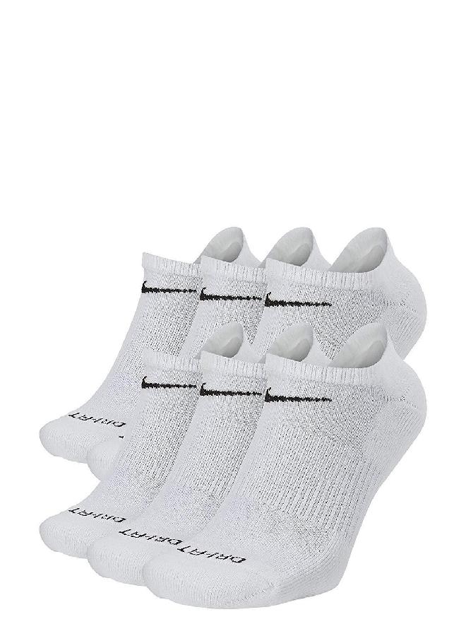 Nike Everyday Plus Cushion No Show 6-Pk, White/Black, Medium - Image 2