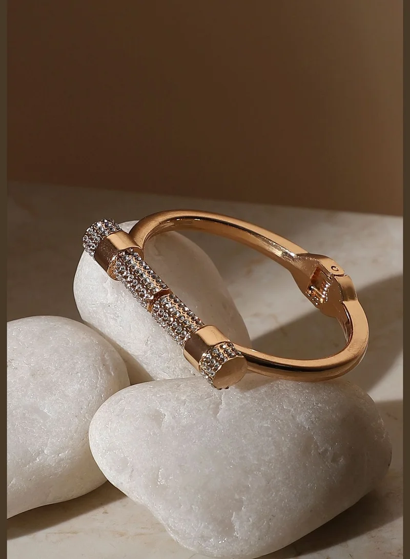 SOHI Gold Plated Designer Stone Party Wear Bracelet For Women