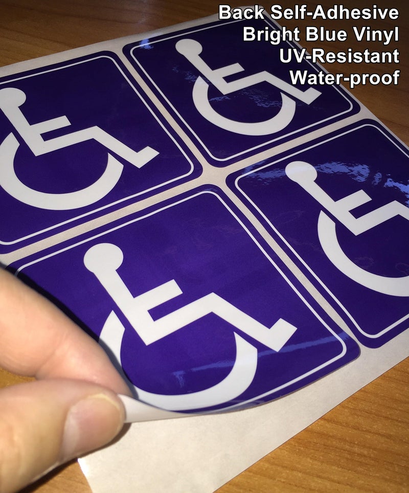 Rockmount Electronics Outdoor/Indoor (4 Pack) 3.5 X 3.5 Handicap Disabled Wheelchair Symbol Window Door Bumper Sticker Decals - Back Self Adhesive Vinyl - Image 2