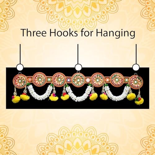 Saugat Traders Traditional Toran for Entrance Door Hanging Zula - Mandir Decoration Bandarwal - Pooja Room - Flower Bandanwar - Multicolour Decoration Item Bandhanwar Mogra Thoran (3.1 Feet) - Image 3