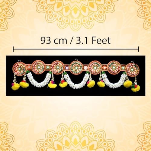 Saugat Traders Traditional Toran for Entrance Door Hanging Zula - Mandir Decoration Bandarwal - Pooja Room - Flower Bandanwar - Multicolour Decoration Item Bandhanwar Mogra Thoran (3.1 Feet) - Image 5