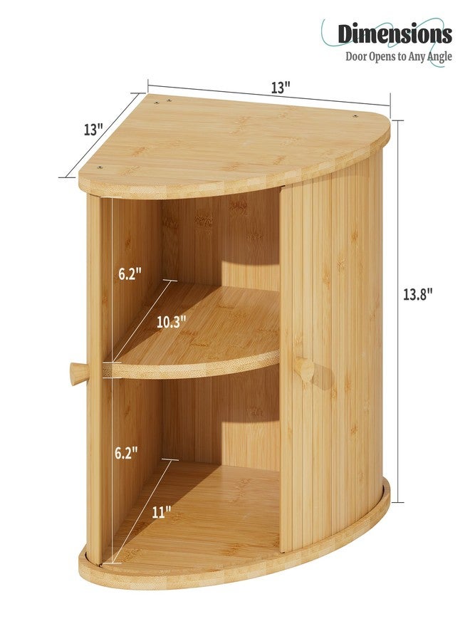 Vriccc Corner Bread Box for Kitchen Countertop, Solid Bamboo Wood Bread Box, Two Layer Wooden Bread Storage Capacity - Image 4
