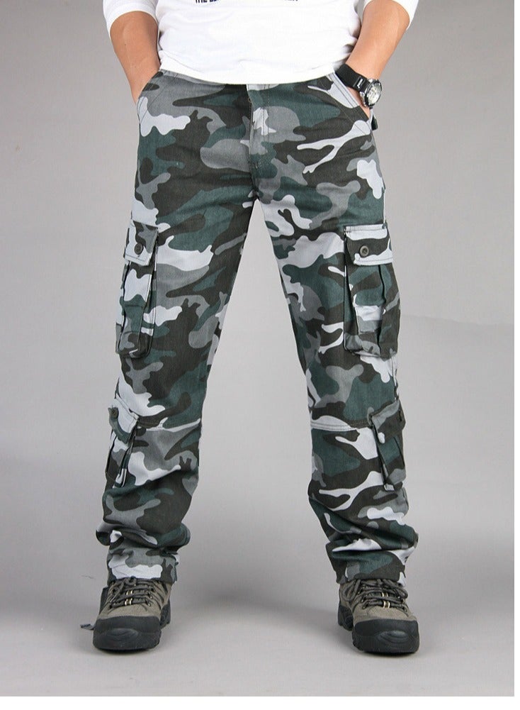 Loquat Squality Solid Multi Pockets Detail Cargo Pants Army  Blue  - Image 1