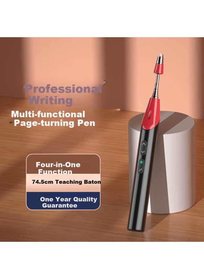 Whist F3 Black And Red, Ultra-long Extendable Teaching Pointer, Ppt Page-turning Pen, Multifunctional Red Laser Pointer, Teacher's Remote Control Pen, Suitable For Seewo Whiteboard Touch Pen, Conference Presentation Pointer - Image 1