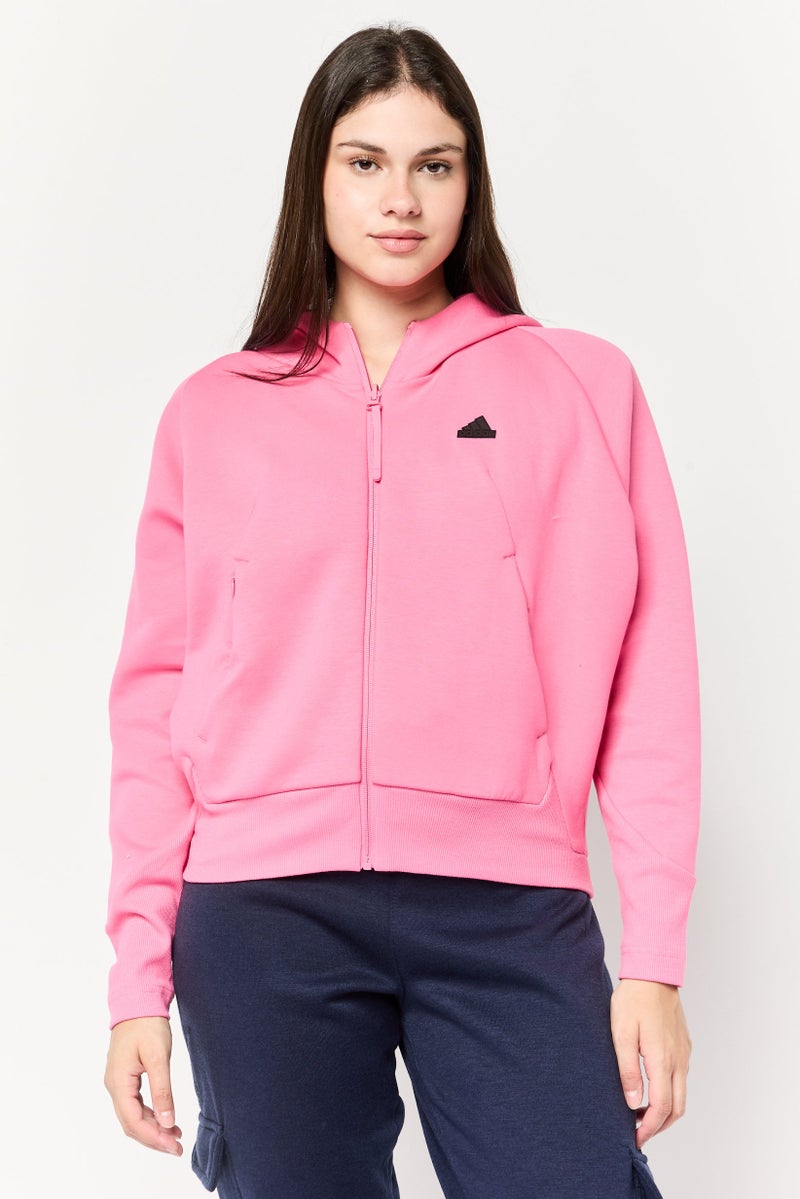 Adidas Women Sportswear Fit Long Sleeve Outdoor Sweatshirts, Pink - Image 1