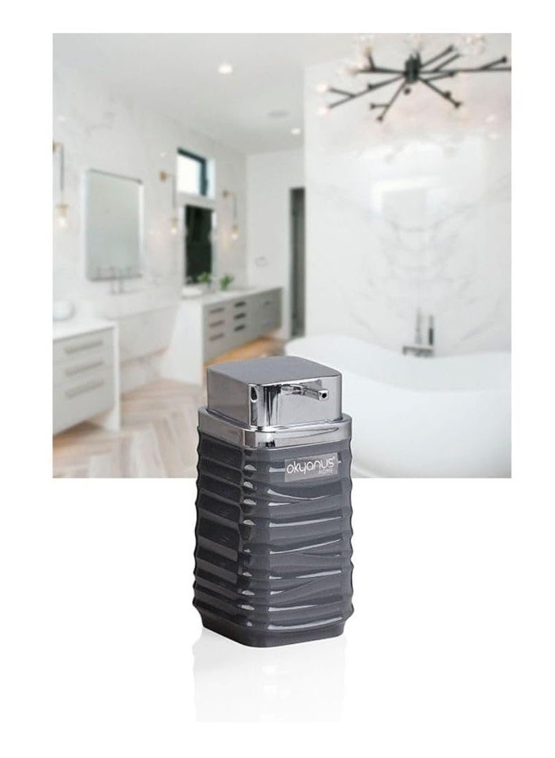 Elegance Acrylic Square Soap Dispenser For Bathroom Countertop Dish Wash Soap Dispenser (Kitchen Bathroom) 300Ml - Chrome Lid (Grey) - Image 1