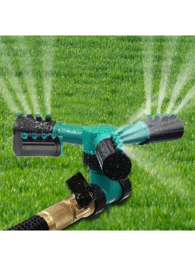 360 Degree Rotating Adjustable 3 Arms Garden Irrigation System for Patio Plants and Lawn Hose, Outdoor Garden Watering Tool, Rotating Head (Green) - Image 1
