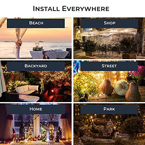 VOOKRY Solar Fairy String Lights for Outside, 10 Strands 200 LEDs Solar Powered Waterfall Lights Outdoor Waterproof, 8 Modes Watering Can Lights for Patio Yard Garden Tree Decorations(Warm White) - Image 5