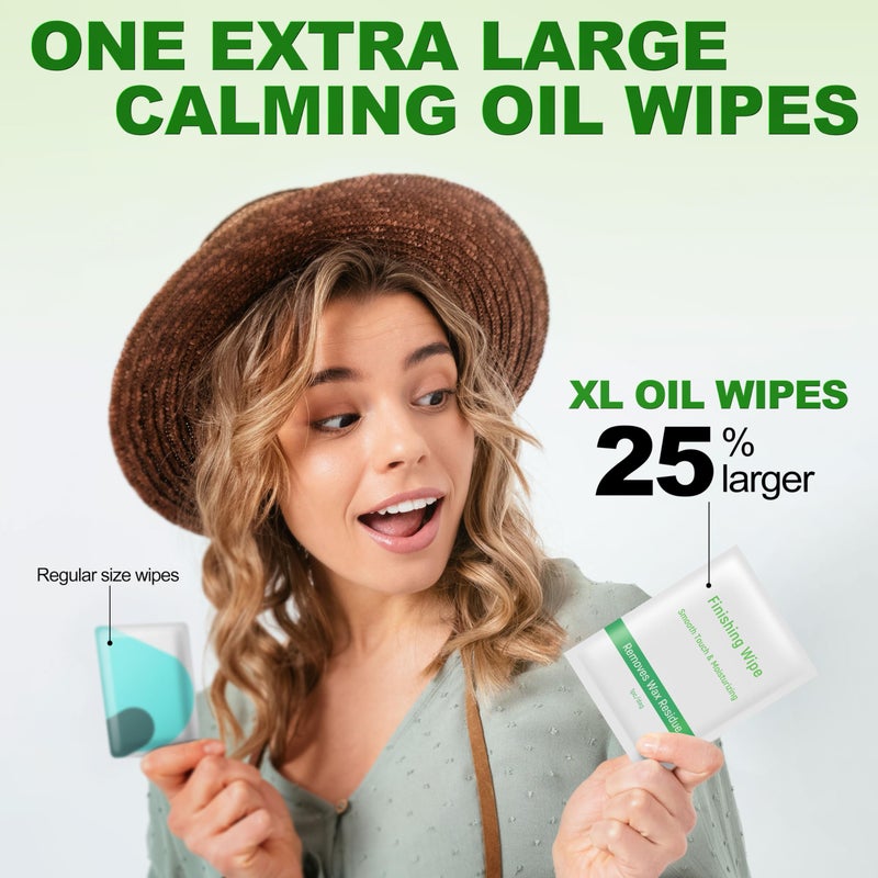 Wokaar Post Wax Aftercare Oil Wipes - Refill Pack with 18 Balm Wipes, Removes Wax Residue, After Wax Care for Face, Bikini,Legs Area - Image 3