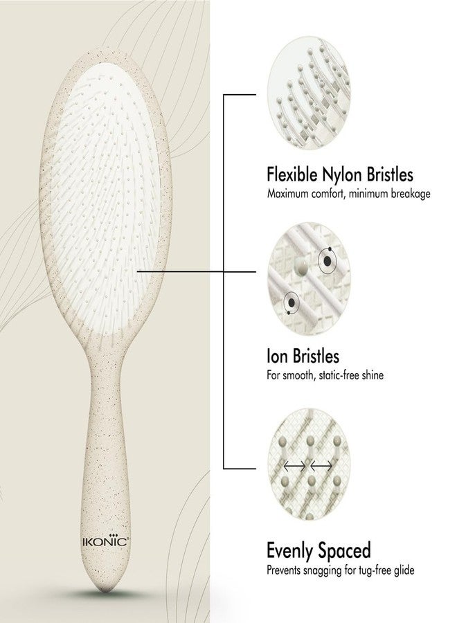 Ikonic Me Padlle Hair Brush IKM 3018 - Eco Concious Pain-Free Detangling, Even Bristle Spacing, Faster Blow Drying, Anti-Static Frizz Control, Travel-Friendly Wet & Dry Use - Sand Beige - Image 3