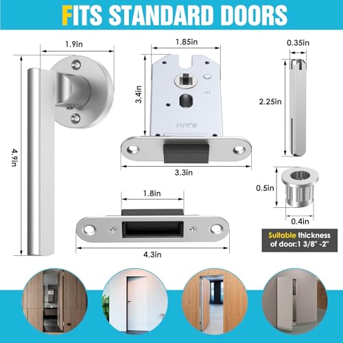 Eegoowa Magnetic Auto-Lock Invisible Door Lock,Hidden Handle,Mini Keyhole, Single-Sided Hidden Design,Aluminum Alloy for Invisible Doors/Bookshelf Doors/Secret Rooms (1, Silver) - Image 3