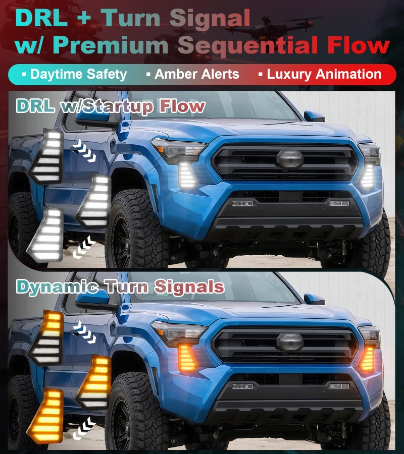 NEOXIST Fog Lights for 2024 2025 2026 Toyota Tacoma Accessories 4th Gen LED Front Grill Daytime Running Light Amber Turn Signals (OE Style) - Image 4
