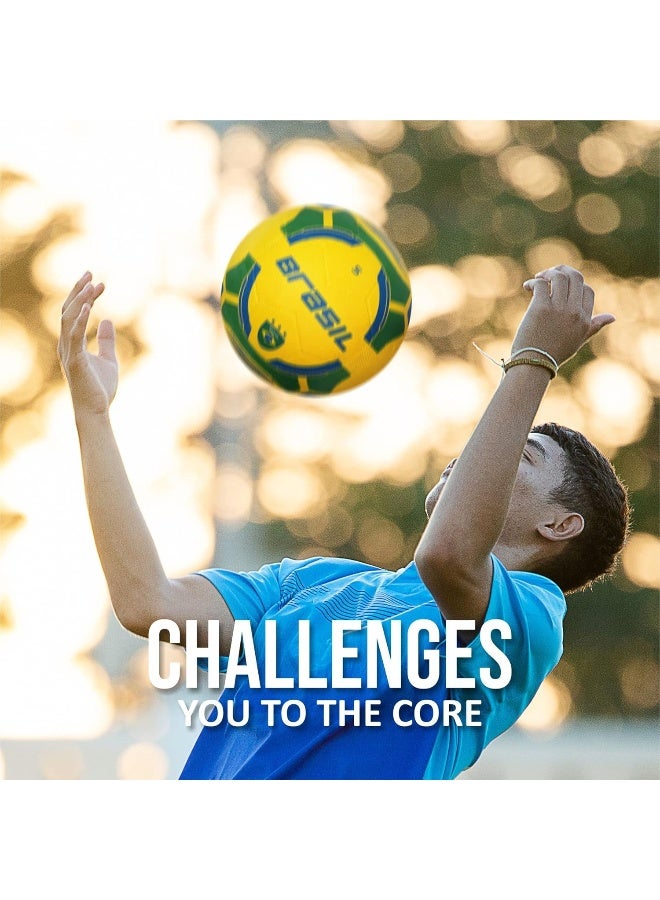 Vector X Brazil 32 Panel Rubber Moulded Football – Soccer Ball for Hard Ground Training & Match Play| Size 3 | Yellow-Green - Image 5