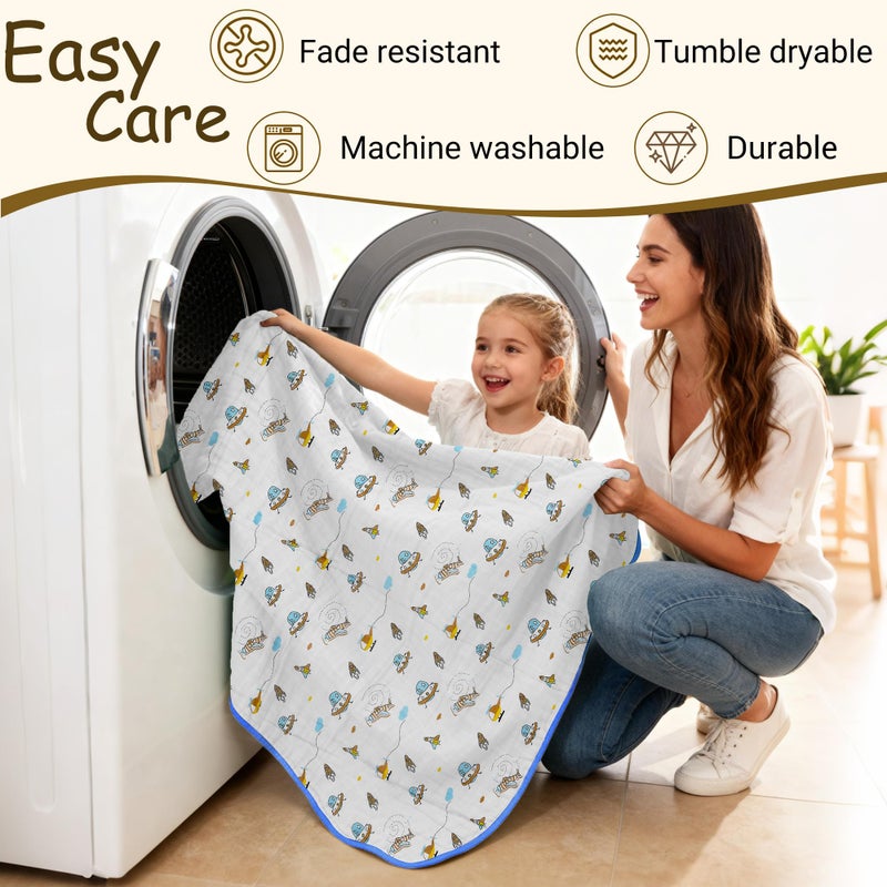 ZPECC Muslin Baby Blanket Thicker, 30x40 Organic Cotton Newborn Receiving Quilt Hypoallergenic for Baby Essentials Swaddle Crib Stroller, Spaceship - Image 4