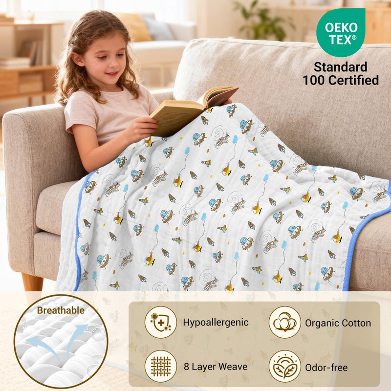 ZPECC Muslin Baby Blanket Thicker, 30x40 Organic Cotton Newborn Receiving Quilt Hypoallergenic for Baby Essentials Swaddle Crib Stroller, Spaceship - Image 3