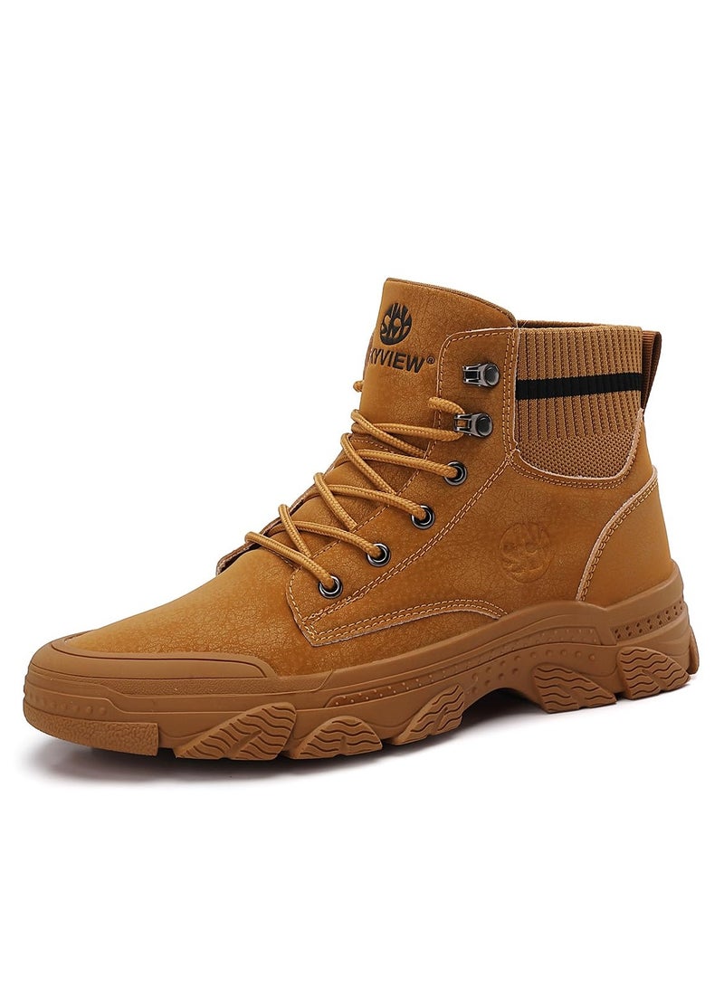 Sky View Boots Men's High Top Ankle Boots Anti-Slip Outdoor Hiking Fashionable Work Shoes - Image 1