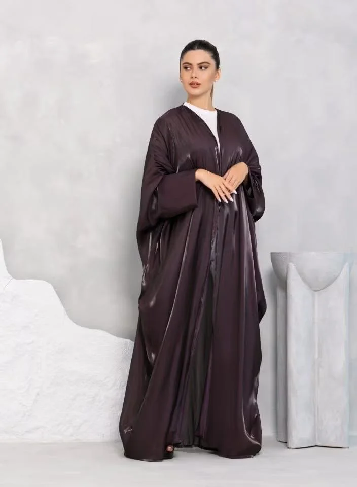 Nikias Nikias Brown Organza Plain Bisht Abaya