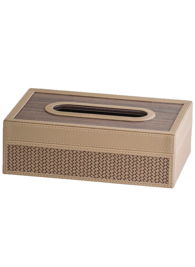 Spread Spain® Riggiani Modern Leatherite Tissue Box Cover, Rectangle Facial Tissue Box Holder, Napkin Dispenser Box for Bathroom, Home, Office and Restaurant, 9.8"(L) x 5.9"(W) x 3.1"(H) - Khaki - Image 1