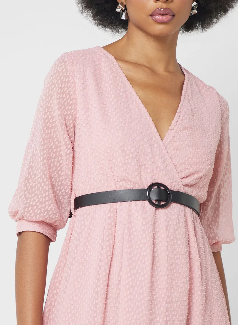 ELLA Puff Sleeve Textured Dress