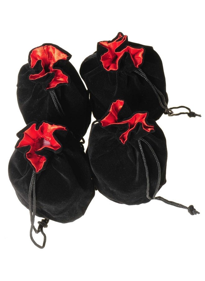 Deluxe Games and Puzzles Deluxe Games and Puzzles Drawstring Dice Pouches, Black Velvet, Red Satin Lined, 3 x 5 Inches, Bundle of 4 Pouches  - Image 1