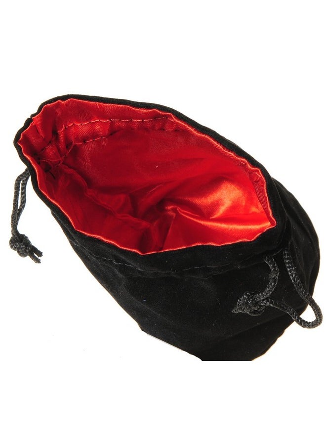Deluxe Games and Puzzles Deluxe Games and Puzzles Drawstring Dice Pouches, Black Velvet, Red Satin Lined, 3 x 5 Inches, Bundle of 4 Pouches  - Image 3