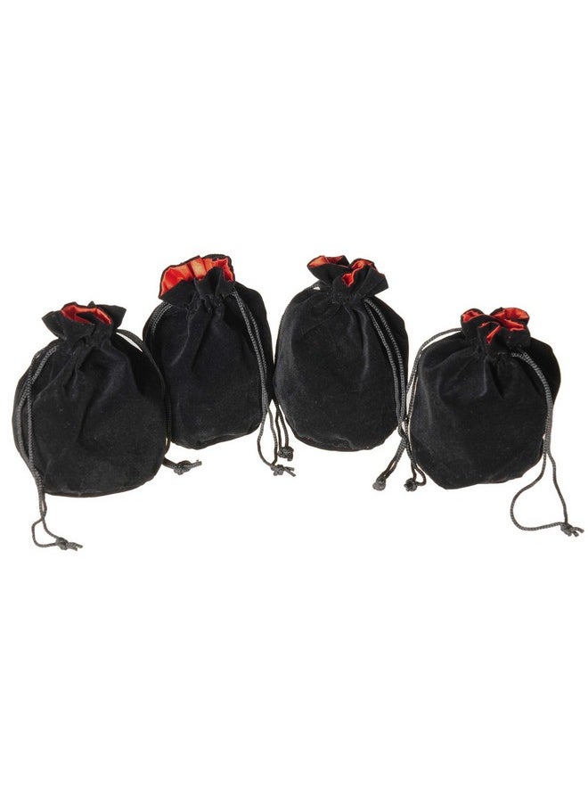 Deluxe Games and Puzzles Deluxe Games and Puzzles Drawstring Dice Pouches, Black Velvet, Red Satin Lined, 3 x 5 Inches, Bundle of 4 Pouches  - Image 4