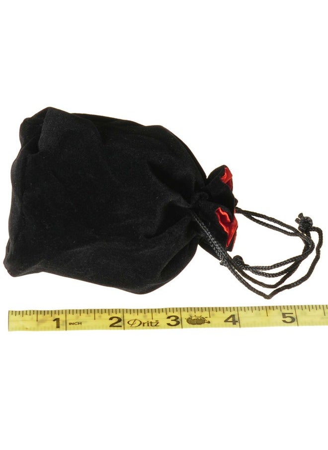 Deluxe Games and Puzzles Deluxe Games and Puzzles Drawstring Dice Pouches, Black Velvet, Red Satin Lined, 3 x 5 Inches, Bundle of 4 Pouches  - Image 2