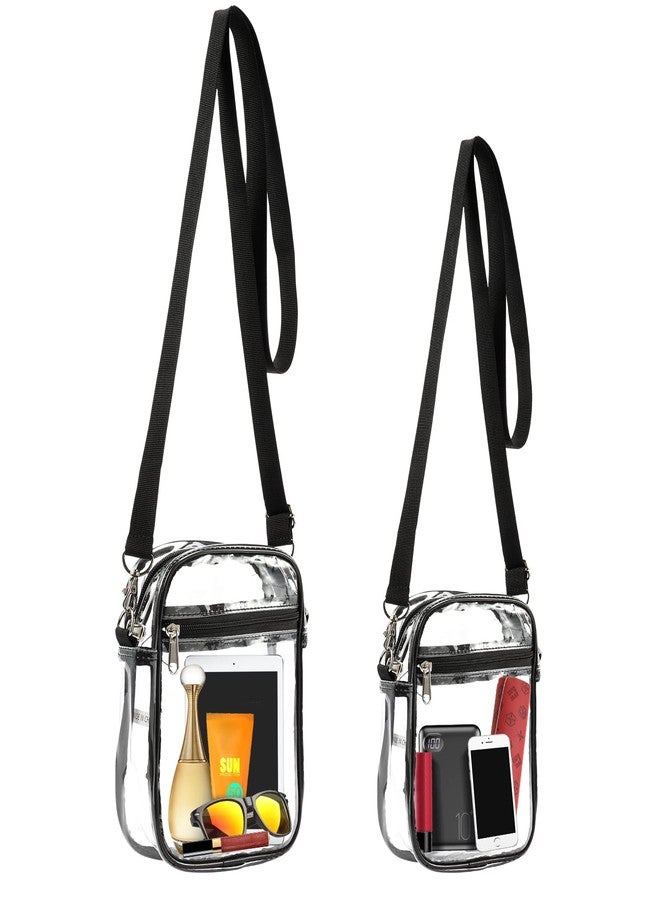 Fpxnb 2 Packs Clear Crossbody Bag Stadium Approved, Clear Crossbody Purse with Front Pocket and Adjustable Strap for Concerts, Festivals, Sports Events, Travel, Clear Messenger Shoulder Bag, Clear - Image 1
