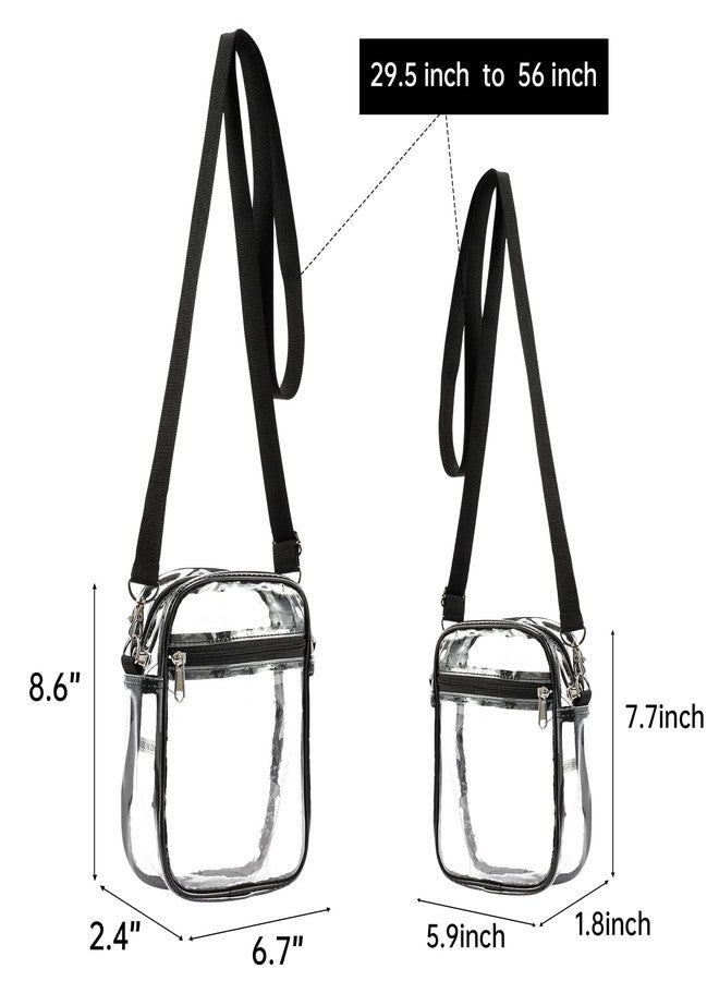 Fpxnb 2 Packs Clear Crossbody Bag Stadium Approved, Clear Crossbody Purse with Front Pocket and Adjustable Strap for Concerts, Festivals, Sports Events, Travel, Clear Messenger Shoulder Bag, Clear - Image 2