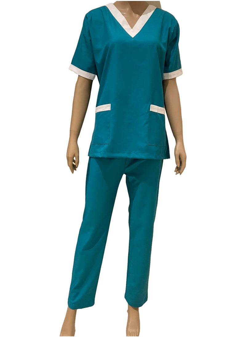 Rannah's Closet V-Neck Scrub Suit Cyan for Nanny Nurse Housekeeper  - Image 2