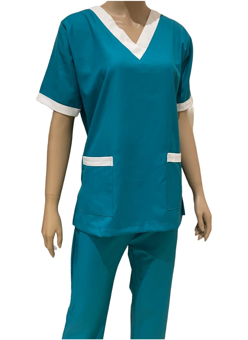 Rannah's Closet V-Neck Scrub Suit Cyan for Nanny Nurse Housekeeper  - Image 3