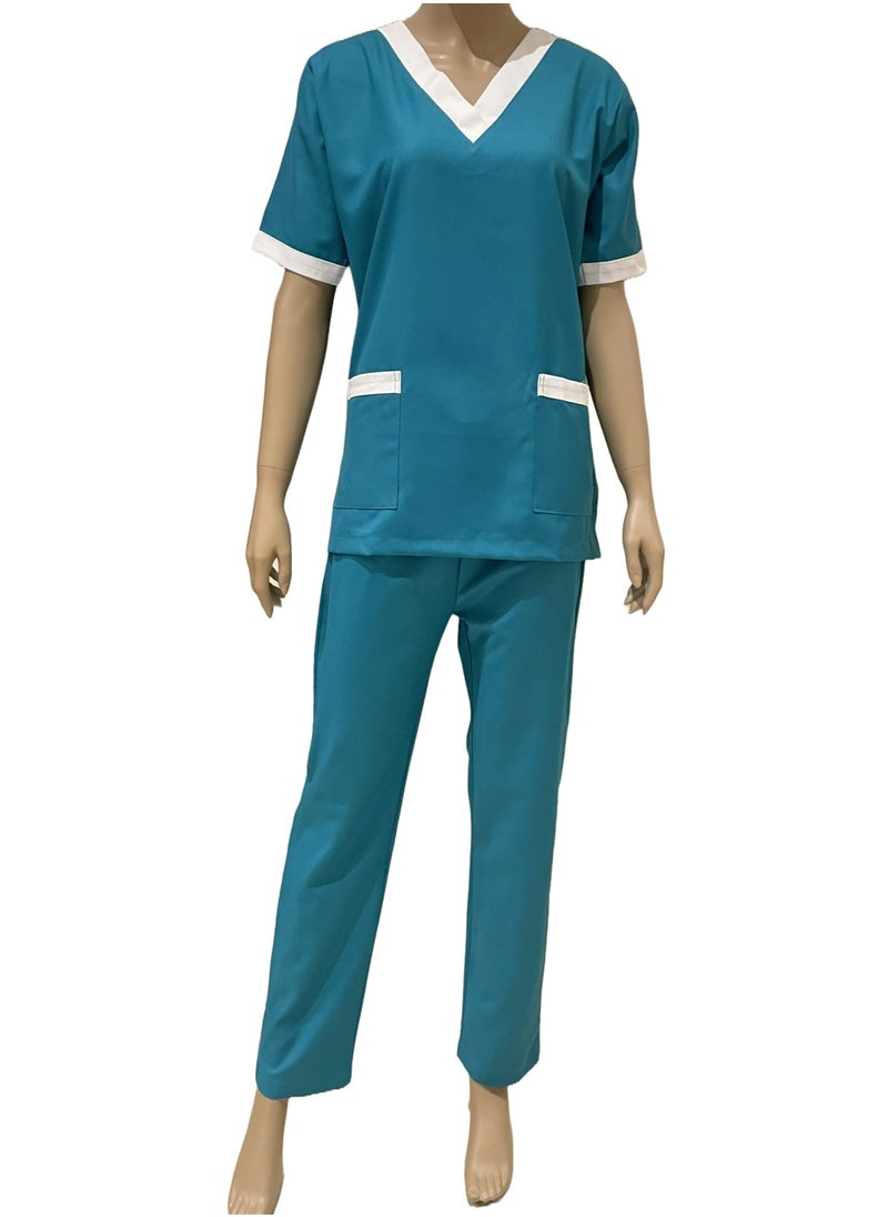 Rannah's Closet V-Neck Scrub Suit Cyan for Nanny Nurse Housekeeper  - Image 4