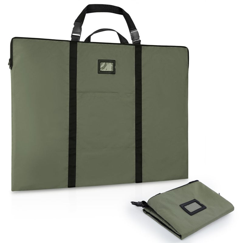 Large Size Art Portfolio Bag with Nylon Shoulder 24 x 36 inches Light Weight Poster Storage Bag Board Holder with Handle and Zipper for Poster Sketching and Drawing army green