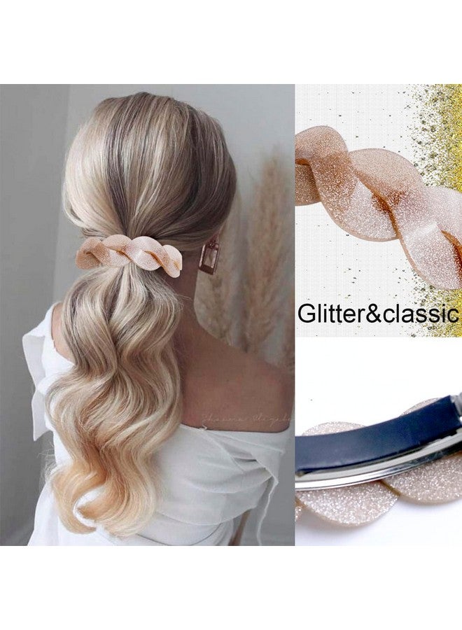 LAPOHI 3 Pieces Large Barrettes For Women Interweave Wider Hair Clips Hair Accessories For Thick Curly Fine Updo Hair (Glitter) - Image 3