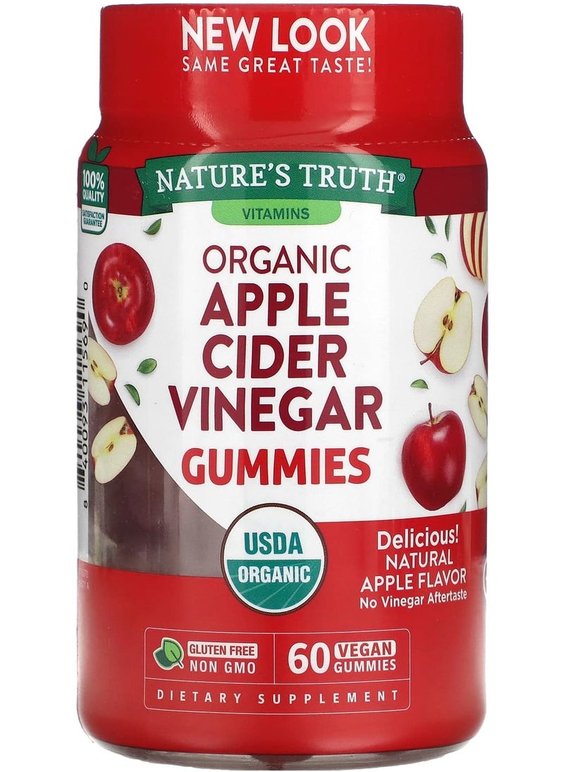 Nature's Truth Organic Apple Cider Vinegar, Natural Apple, 60 Vegan Gummies 