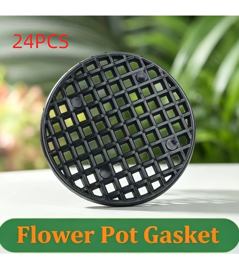 24pcs Round Flower Pot Hole Mesh Mats Leak Proof Soft Bottom Grid Drainage Screens Breathable Garden Plant Supplies