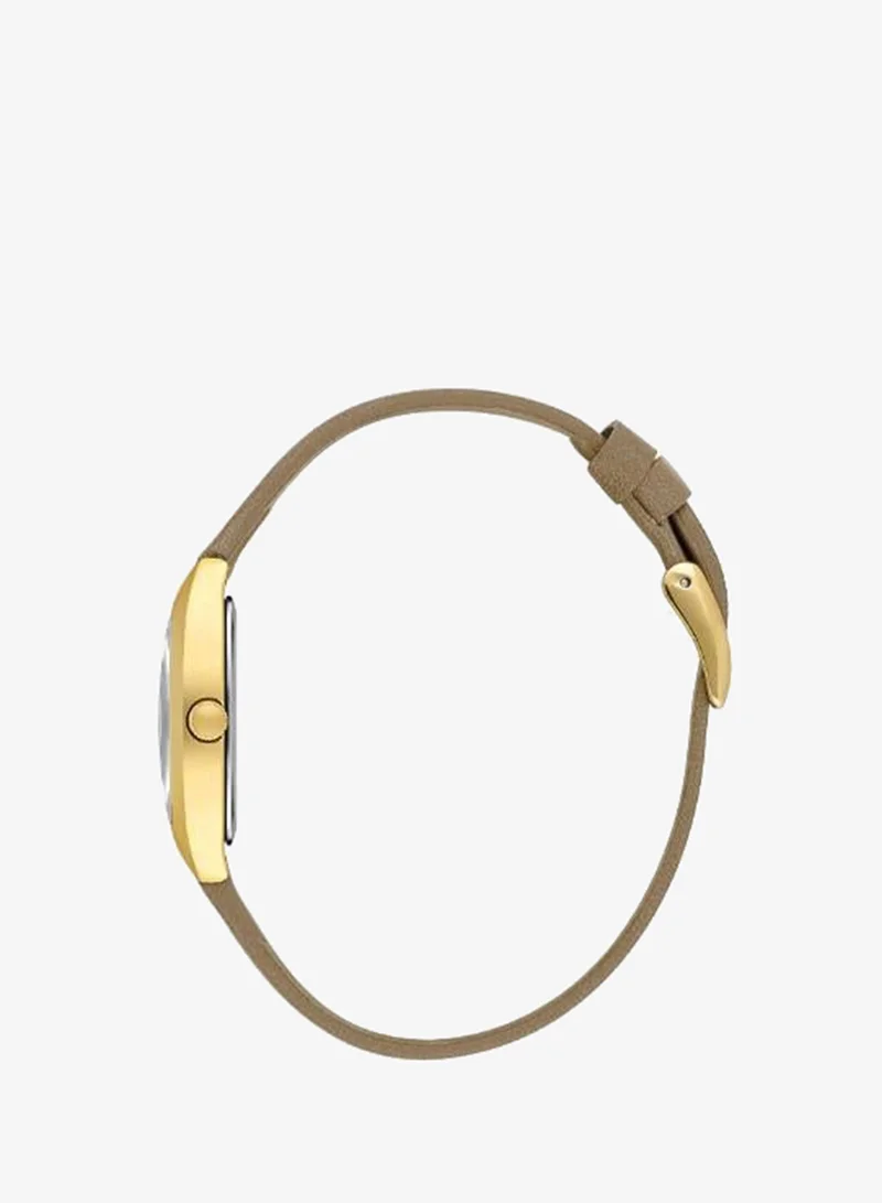 DANIEL KLEIN Women's Leather Gold Alloy Case Analog Light Grey Square Sunray Dial Japanese Quartz Premium 30 Meters Water Resistant